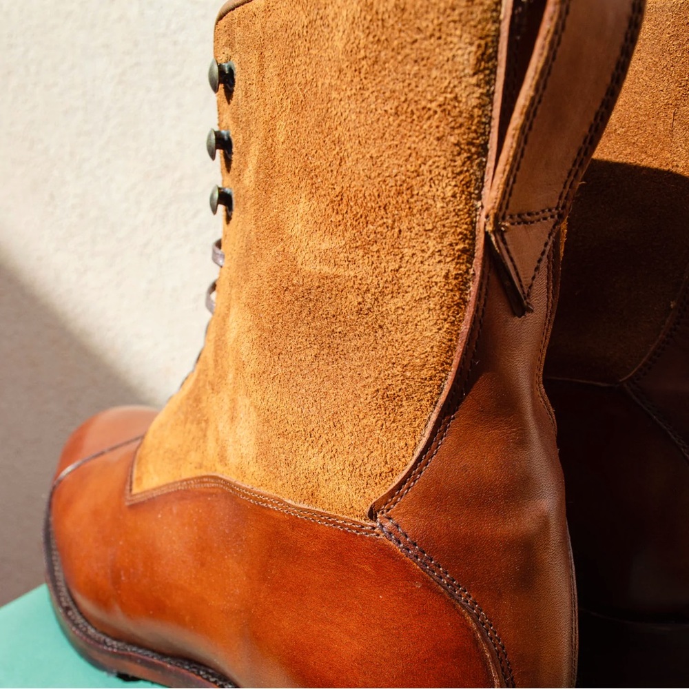 The Panuncio Bolivar Balmoral Boot in brandy colored suede/leather combo. - Picture 5 of 6